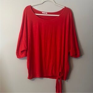 Women's Ecoskin Dolman Sleeve Hemp Top With Knot Tie Reddish/Orange Size Large